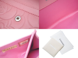 CHANEL シャネル 名刺入れ コインケース カメリア 16番台 ココマーク ピンク シルバー金具 美品 中古 59900