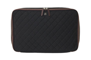 極美品 CHANEL シャネル ココマーク ナイロンキルティング PCケース 17番台 ブラック ワインレッド 中古 59904