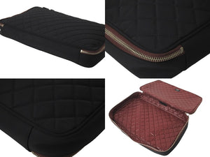 極美品 CHANEL シャネル ココマーク ナイロンキルティング PCケース 17番台 ブラック ワインレッド 中古 59904