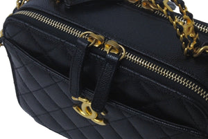 極美品 CHANEL シャネル ショルダーバッグ トップハンドルバニティ ランダム番台 キャビアスキン ブラック ゴールド金具 中古 59919