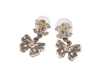 Load image into Gallery viewer, CHANEL シャネル ピアス ココマーク ラインストーン 蝶々 11P ピンク レッド ゴールド金具 美品 中古 59926