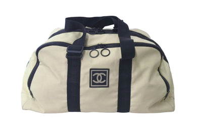 CHANEL シャネル スポーツライン ボストンバッグ 7番台 ベージュ ブラック ココマーク ナイロン 旅行バッグ ロゴ 中古 59935