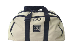 CHANEL シャネル スポーツライン ボストンバッグ 7番台 ベージュ ブラック ココマーク ナイロン 旅行バッグ ロゴ 中古 59935