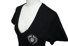 Load image into Gallery viewer, 極美品 CHROME HEARTS クロムハーツ アメリカン フラッグ Vネック 半袖Ｔシャツ ブラック 星条旗 プリント ロゴ サイズS 中古 59936