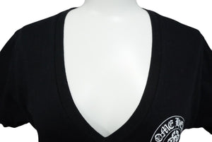 極美品 CHROME HEARTS クロムハーツ アメリカン フラッグ Vネック 半袖Ｔシャツ ブラック 星条旗 プリント ロゴ サイズS 中古 59936