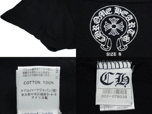 極美品 CHROME HEARTS クロムハーツ アメリカン フラッグ Vネック 半袖Ｔシャツ ブラック 星条旗 プリント ロゴ サイズS 中古 59936