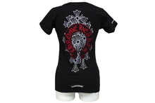 Load image into Gallery viewer, CHROME HEARTS クロムハーツ 半袖Ｔシャツ ホースシュー セメタリークロス プリント V ネック レディース ブラック 美品 中古 59937