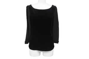 FOXEY NEW YORK フォクシー ニューヨーク ベロア ノワール 長袖Ｔシャツ サイズ40 ブラック 36304-VSTFG202V 美品 中古 59940
