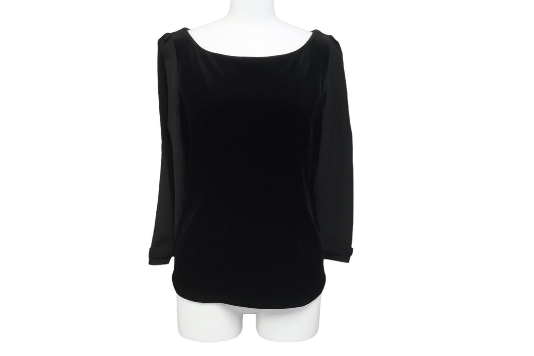 FOXEY NEW YORK フォクシー ニューヨーク ベロア ノワール 長袖Ｔシャツ サイズ40 ブラック 36304-VSTFG202V 美品 中古 59940