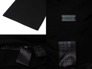 FOXEY フォクシー 長袖Ｔシャツ ブラック クルーネック レーヨン ポリエステル サイズ40 39956-KSTFZ15LO 美品 中古 59944
