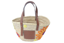 Load image into Gallery viewer, LOEWE ロエベ カゴバッグ バスケット ハンドバッグ ロゴ ラフィア レザー ベージュ ブラウン 美品 中古 59967