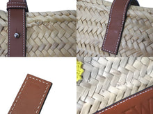 Load image into Gallery viewer, LOEWE ロエベ カゴバッグ バスケット ハンドバッグ ロゴ ラフィア レザー ベージュ ブラウン 美品 中古 59967