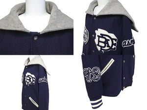 A BATHING APE アベイシングエイプ フーデッド スタジアムジャケット スタジャン ネイビー サイズM 良品 中古 60004 