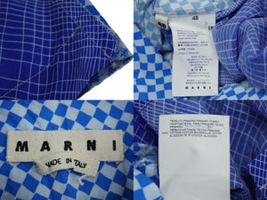 MARNI マルニ オープンカラーシャツ 開襟シャツ 半袖 コットン ブルー サイズ48 総柄 CUMU0234QY 美品 中古 60022