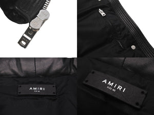 AMIRI アミリ シープスキン ダウンベスト 裾ドローコード スリット スタンドカラー ブラック サイズ40 美品 中古 60035 