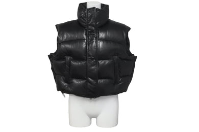 AMIRI アミリ シープスキン ダウンベスト 裾ドローコード スリット スタンドカラー ブラック サイズ40 美品 中古 60035 