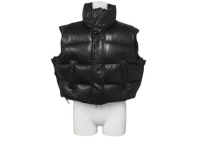 AMIRI アミリ シープスキン ダウンベスト 裾ドローコード スリット スタンドカラー ブラック サイズ40 美品 中古 60035 