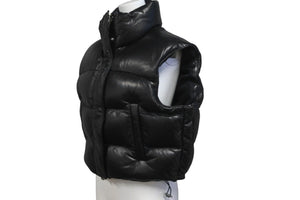 AMIRI アミリ シープスキン ダウンベスト 裾ドローコード スリット スタンドカラー ブラック サイズ40 美品 中古 60035 