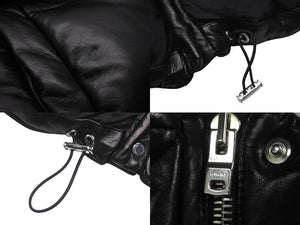 AMIRI アミリ シープスキン ダウンベスト 裾ドローコード スリット スタンドカラー ブラック サイズ40 美品 中古 60035 