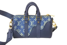 Load image into Gallery viewer, 極美品 LOUIS VUITTON ルイヴィトン ハンドバッグ 2WAY ショルダー NIGO キーポル XS ネイビー モノグラムデニム レザー M81011 中古 60069