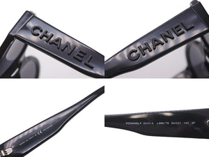 CHANEL シャネル サングラス ラウンド型 ブランドロゴ入り 5410-A 54□21 140 プラスチック ブラック シルバー金具 美品 中古 60079