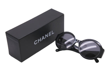 CHANEL シャネル サングラス ラウンド型 ブランドロゴ入り 5410-A 54□21 140 プラスチック ブラック シルバー金具 美品 中古 60079