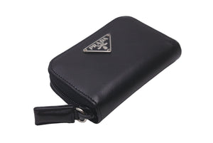 極美品 PRADA プラダ M682A トライアングルロゴ ６連キー サフィアーノレザー シルバー ブラック金具 中古 60081 