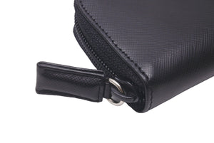 極美品 PRADA プラダ M682A トライアングルロゴ ６連キー サフィアーノレザー シルバー ブラック金具 中古 60081 