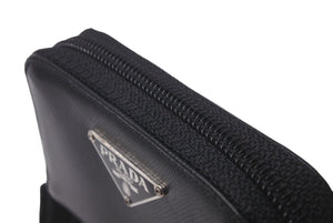 極美品 PRADA プラダ M682A トライアングルロゴ ６連キー サフィアーノレザー シルバー ブラック金具 中古 60081 