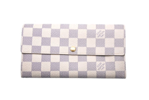 LOUIS VUITTON ルイヴィトン 長財布 ポルトフォイユ サラ モノグラム N61735 ダミエアズール イニシャル入り 美品 中古 60114