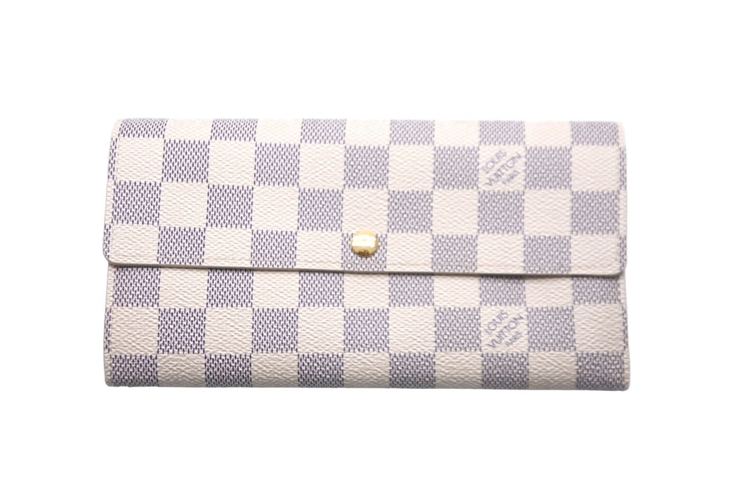 LOUIS VUITTON ルイヴィトン 長財布 ポルトフォイユ サラ モノグラム N61735 ダミエアズール イニシャル入り 美品 中古 60114