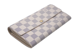 LOUIS VUITTON ルイヴィトン 長財布 ポルトフォイユ サラ モノグラム N61735 ダミエアズール イニシャル入り 美品 中古 60114