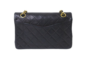 極美品 CHANEL シャネル チェーンショルダーバッグ Wフラップマトラッセ23 1番台 ラムスキン ブラック ゴールド金具 中古 60117
