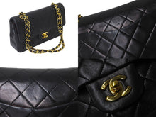 Load image into Gallery viewer, 極美品 CHANEL シャネル チェーンショルダーバッグ Wフラップマトラッセ23 1番台 ラムスキン ブラック ゴールド金具 中古 60117