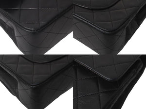 極美品 CHANEL シャネル チェーンショルダーバッグ Wフラップマトラッセ23 1番台 ラムスキン ブラック ゴールド金具 中古 60117