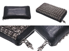 Load image into Gallery viewer, CHROME HEARTS クロムハーツ 全面 ピラミッド ボックス CHプラス スタッズ 長財布 ブラック シルバー925 レザー 美品 中古 60138