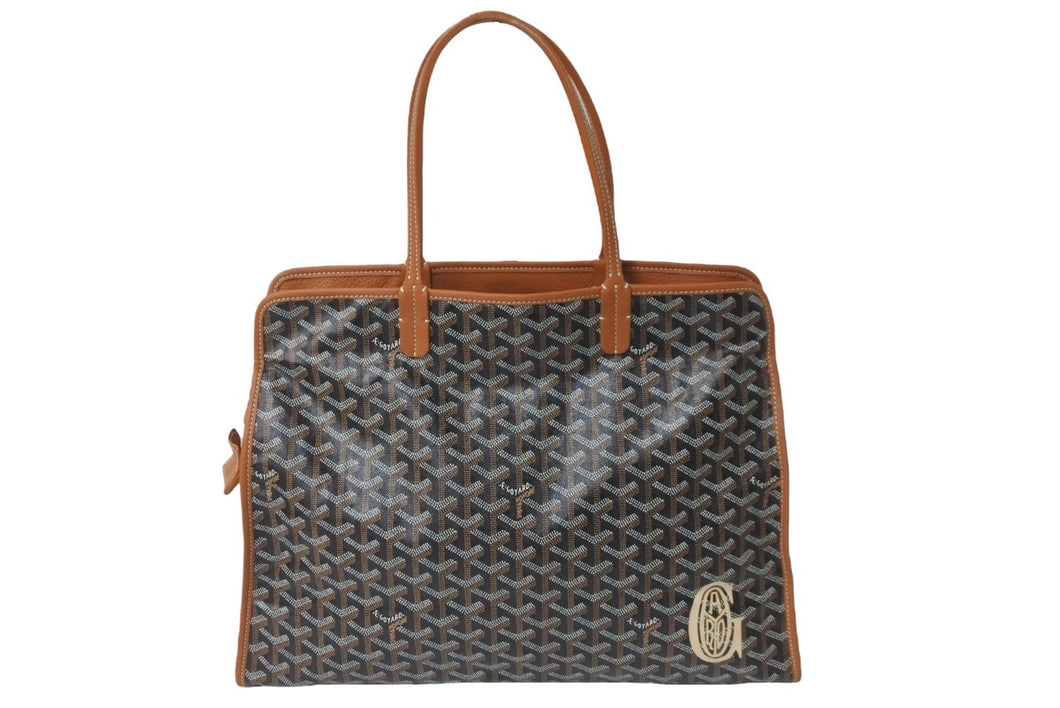 GOYARD ゴヤール トートバッグ アーディPM ヘリンボーン柄 ロゴ マーカージュ ブラック ブラウン 美品 中古 60140