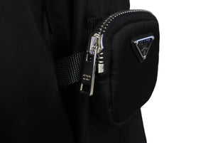 極美品 PRADA プラダ 21AW Re-Nylon ギャバジン ジャケット ポーチ付き ブラック ポリアミド サイズ36 291831 中古 60142