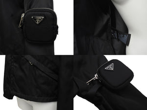 極美品 PRADA プラダ 21AW Re-Nylon ギャバジン ジャケット ポーチ付き ブラック ポリアミド サイズ36 291831 中古 60142