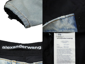 Alexander Wang アレキサンダーワン ジョガーパンツ ボトム デニム コットン ナイロン ブラック インディゴ 26 美品 中古 60164 