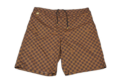 LOUIS VUITTON ルイヴィトン ダミエ スイムショーツ ブラウン ゴールド金具 ナイロン系 サイズXL 中古 60165