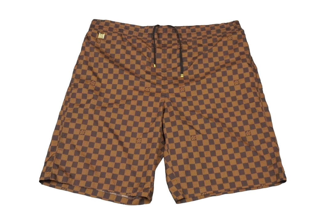 LOUIS VUITTON ルイヴィトン ダミエ スイムショーツ ブラウン ゴールド金具 ナイロン系 サイズXL 中古 60165