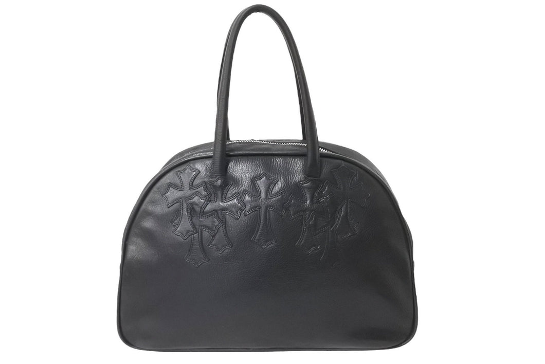 CHROMEHEARTS クロムハーツ ジムバッグ ハンドバッグ セメタリークロスパッチ レザー シルバー925 ブラック 美品 中古 60166