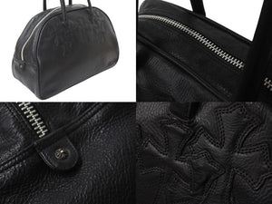 CHROMEHEARTS クロムハーツ ジムバッグ ハンドバッグ セメタリークロスパッチ レザー シルバー925 ブラック 美品 中古 60166