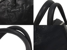 Load image into Gallery viewer, CHROMEHEARTS クロムハーツ ジムバッグ ハンドバッグ セメタリークロスパッチ レザー シルバー925 ブラック 美品 中古 60166