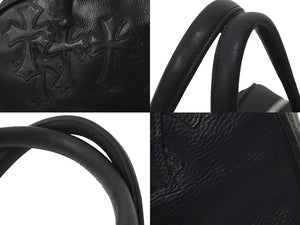 CHROMEHEARTS クロムハーツ ジムバッグ ハンドバッグ セメタリークロスパッチ レザー シルバー925 ブラック 美品 中古 60166