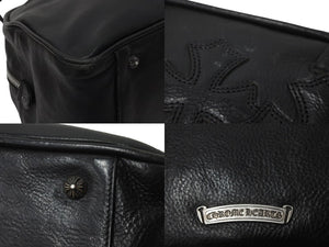 CHROMEHEARTS クロムハーツ ジムバッグ ハンドバッグ セメタリークロスパッチ レザー シルバー925 ブラック 美品 中古 60166