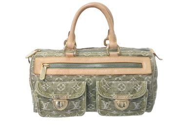 LOUIS VUITTON ルイヴィトン ハンドバッグ デニム ネオスピーディ M95215 カーキ ゴールド金具 美品 中古 60171