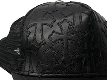 Load image into Gallery viewer, CHROME HEARTS クロムハーツ セメタリークロス パッチ レザー トラッカー キャップメッシュ キャップ ブラック 美品 中古 60189