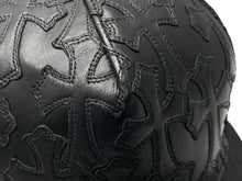 Load image into Gallery viewer, CHROME HEARTS クロムハーツ セメタリークロス パッチ レザー トラッカー キャップメッシュ キャップ ブラック 美品 中古 60189